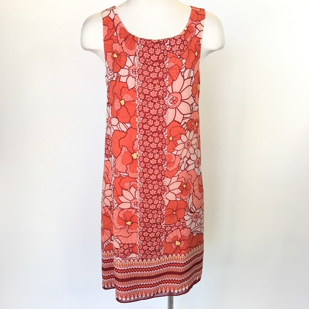 Max Studio size L orange floral shift dress NWT